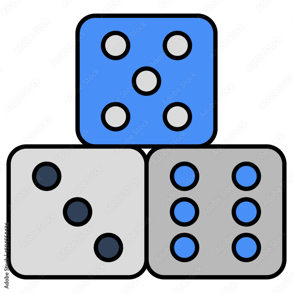 A flat design, icon of ludo dices A flat design, icon of ludo dices