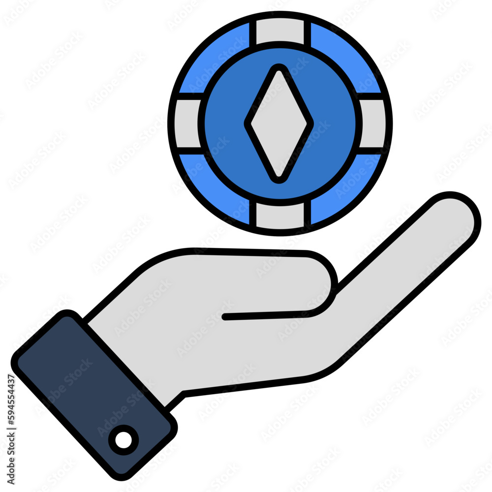 A colored design icon of casino token A colored design icon of casino token