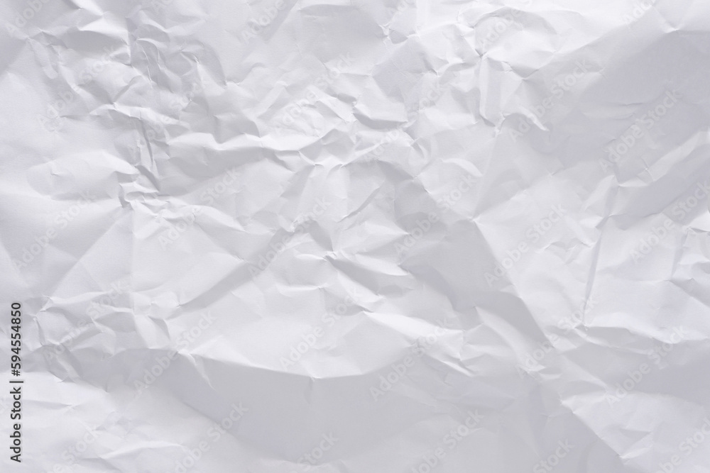 Naklejka premium White crumpled paper texture background, clean white wrinkled paper, top view.
