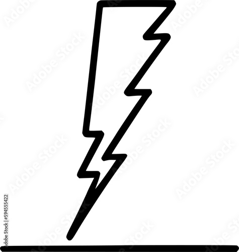 black individual lightning bolt line icon, simple flat design vector pictogram, infographic vector for app logo web website button banner ui ux interface elements isolate on white background photo