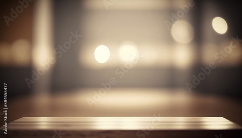 Mock up for space Empty dark wooden table in front of abstract blurred bokeh background for display selective focus