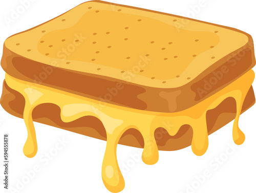 Grilled cheese sandwich on a white background. Isolated vector illustration.