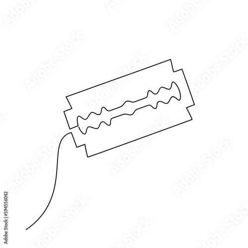 Razor blade icon vector one line continuous drawing. Minimal illustration. Hand drawn linear silhouette. Shaving instrument. Outline design, print, banner, card, brochure, poster, barbershop logo.