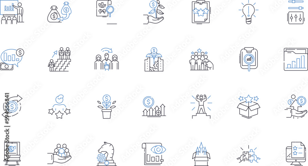 Impactfulness line icons collection. Significance, Effectiveness, Powerfulness, Importance, Consistency, Memorability, Longevity vector and linear illustration. Influence,Relevance,Impression outline