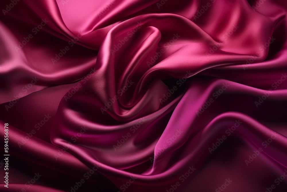 Fototapeta premium Magenta silk waving backdrop, created with generative AI