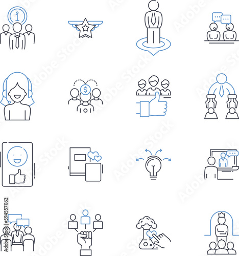 Budgeting and finance line icons collection. Frugality, Investment, Savings, Planning, Accounting, Taxation, Debt vector and linear illustration. Income,Budgeting,Banking outline signs set