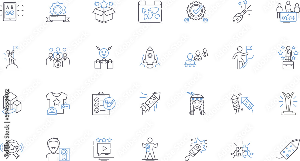 Riches and affluence line icons collection. Wealth, Prosperity, Opulence, Luxury, Lavishness, Abundance, Splendor vector and linear illustration. Grandeur,Excess,Fortune outline signs set