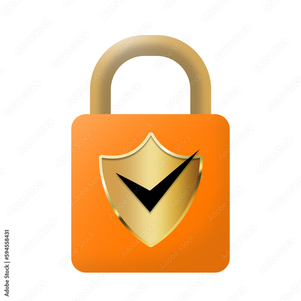 orange lock silver shield and correct mark security orange lock silver shield and correct mark security