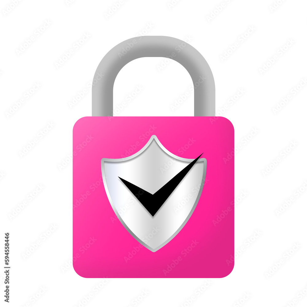 pink lock silver shield and correct mark security pink lock silver shield and correct mark security