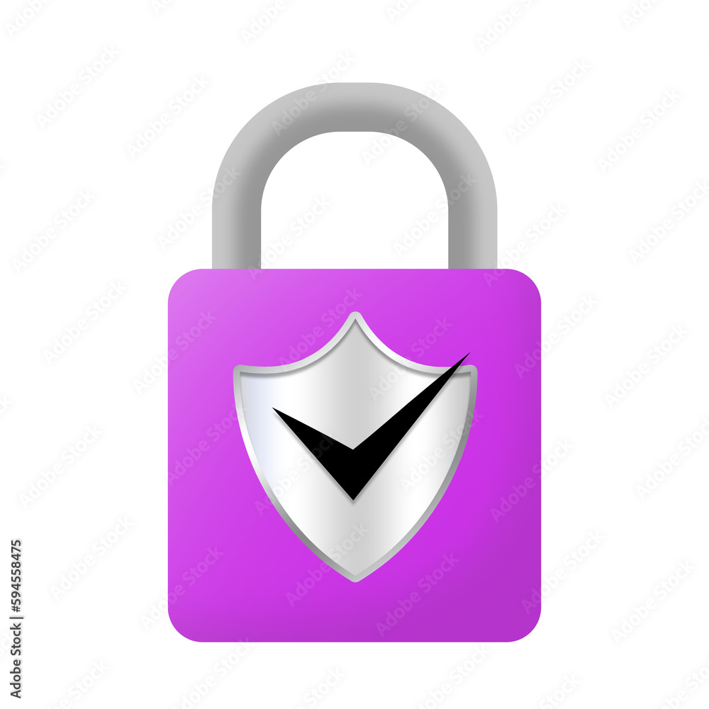 purple lock silver shield and correct mark security purple lock silver shield and correct mark security