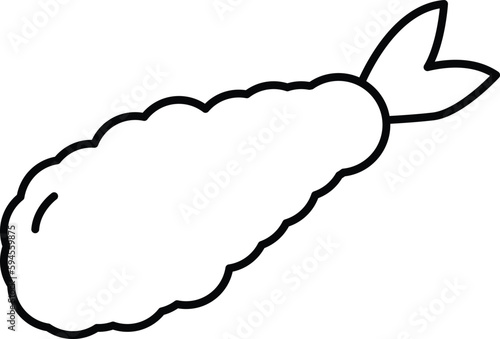 Tempura icon on white background. Appetizer shrimp sign. Fried deep symbol. flat style.