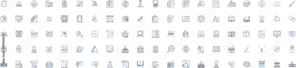 Design line icons collection. Aesthetics, Creativity, Inspiration, Functionality, Simplicity, Elegance, Innovation vector and linear illustration. Style,Balance,Contrast outline signs set