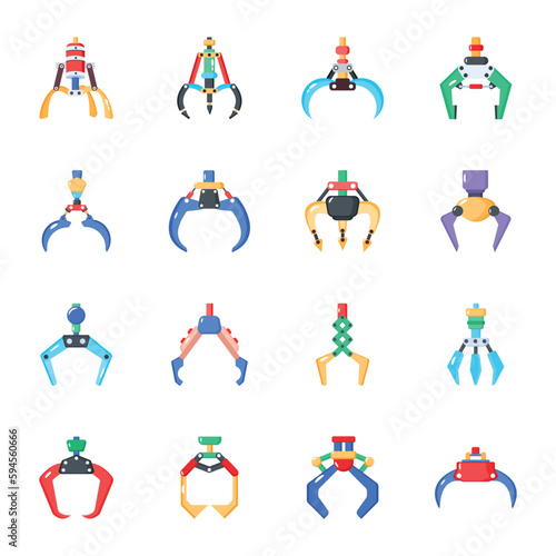 Pack of Claw Machines Flat Vectors 

