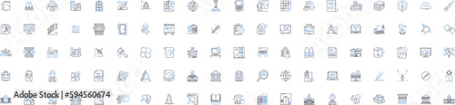 Design line icons collection. Aesthetics, Creativity, Inspiration, Functionality, Simplicity, Elegance, Innovation vector and linear illustration. Style,Balance,Contrast outline signs set