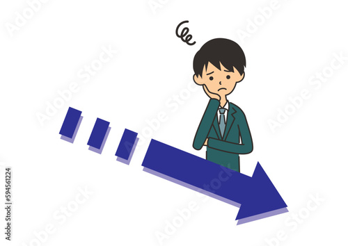 成績が下がって落ち込むスーツの男性のイラスト