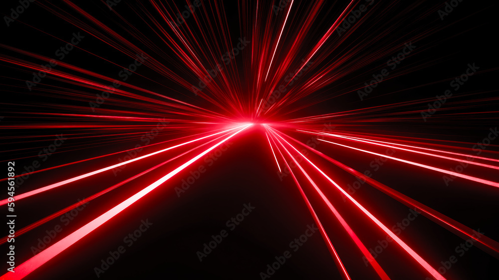 Fire red plazma motion lines. Car light trail effect illustration. Abstract laser beams. generative AI. - obrazy, fototapety, plakaty 