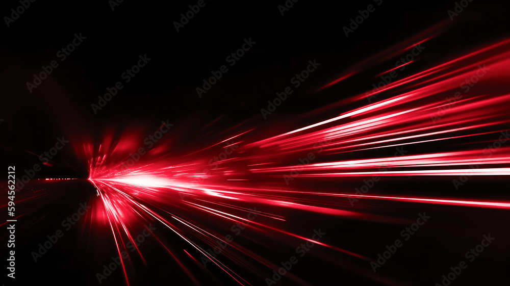 Fire red plazma motion lines. Car light trail effect illustration. Abstract laser beams. generative AI. - obrazy, fototapety, plakaty 