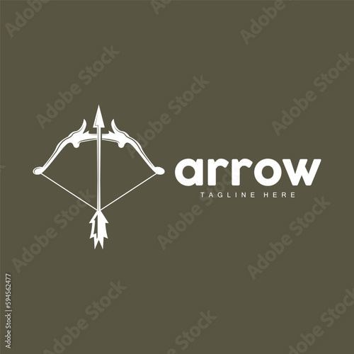 Arrow Logo, Bow Arrow Minimalist Simple Design, Archer Vector, Templet Illustration Symbol Icon © Arya19