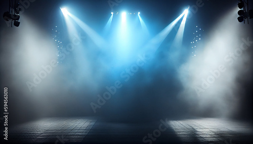 Empty stage with drums microphones speakers Ai generated image