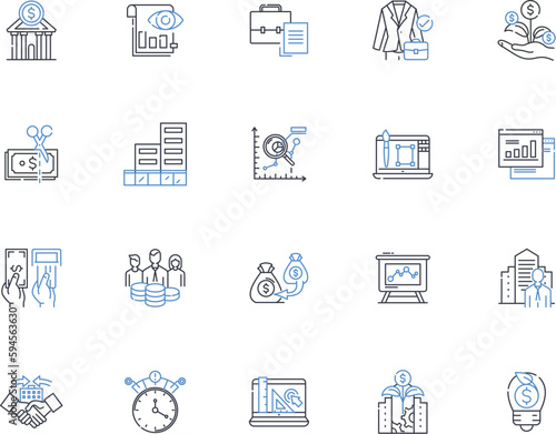 Revenue line icons collection. Profits, Income, Earnings, Yield, Return, Sales, Cashflow vector and linear illustration. Benefit,Dividend,Receipts outline signs set