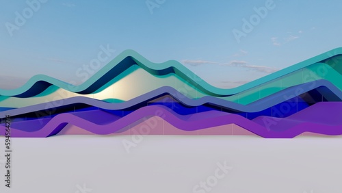 Fototapeta Naklejka Na Ścianę i Meble -  Abstract architecture background curved buildings 3d render