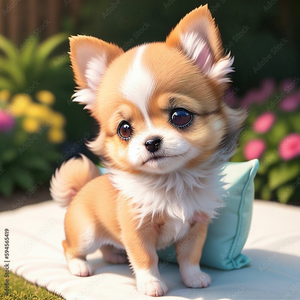 A puppy sitting in the garden