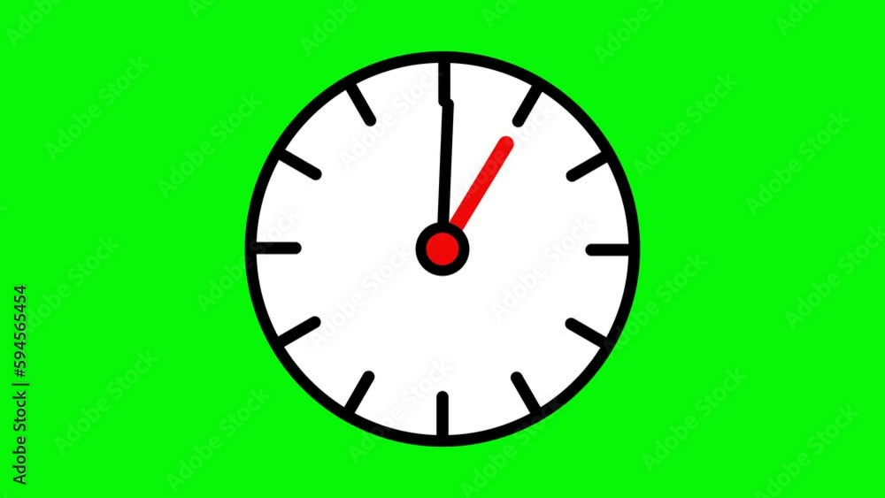 Animated Clock Counting Down 60 seconds. Clock with cool red arrows
