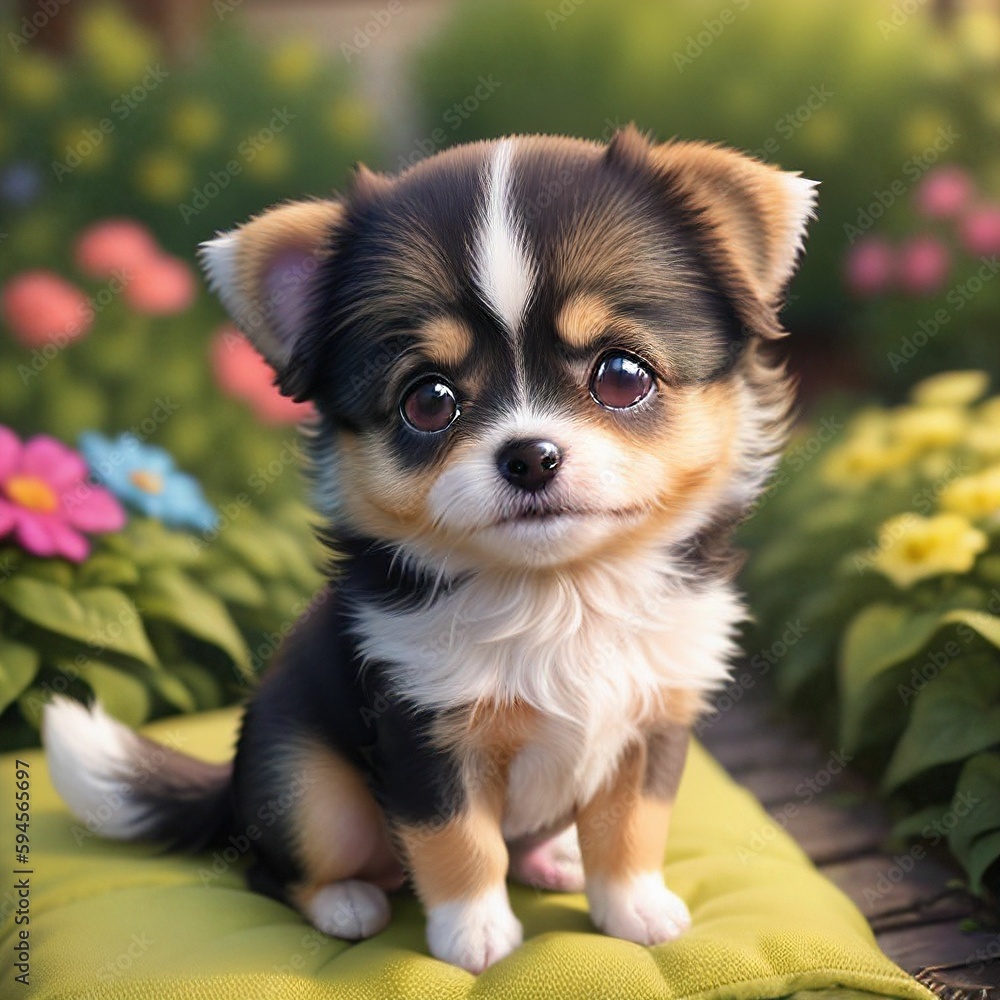 A puppy sitting in the garden A puppy sitting in the garden