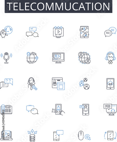 Telecommucation line icons collection. Campaigns, Subscribers, Automation, Click-throughs, Analytics, Segmentation, Personalization vector and linear illustration. Deliverability,Engagement,Newsletter