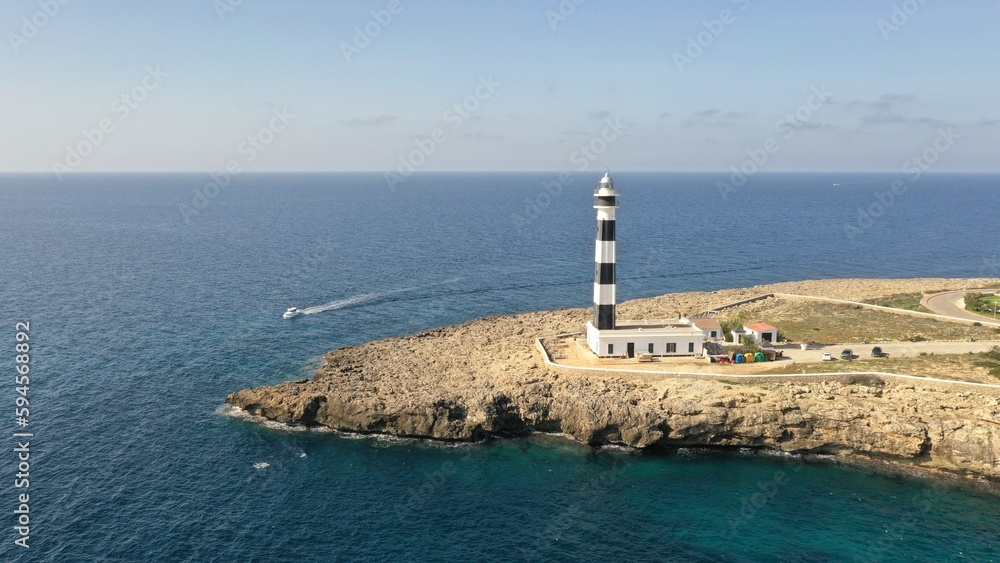 Phare du Cap d'Artrutx à Minorque, archipel des îles Baléares en Espagne