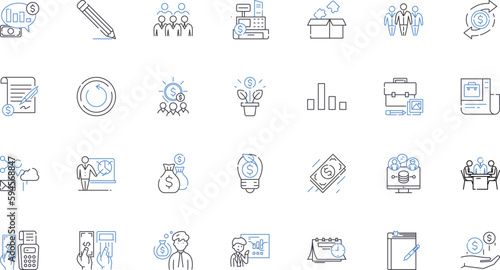 Efficient Processes line icons collection. Streamlined, Productive, Automated, Organized, Systematic, Coordinated, Time-saving vector and linear illustration. Simplified,Optimization,Integrated