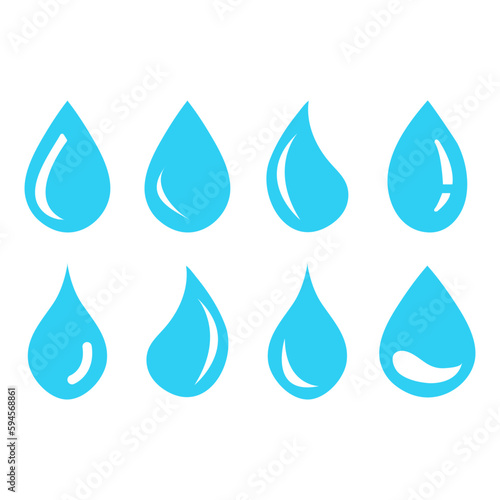 Water drop icons, water drops set, blue water drops icons set , vector drops set.