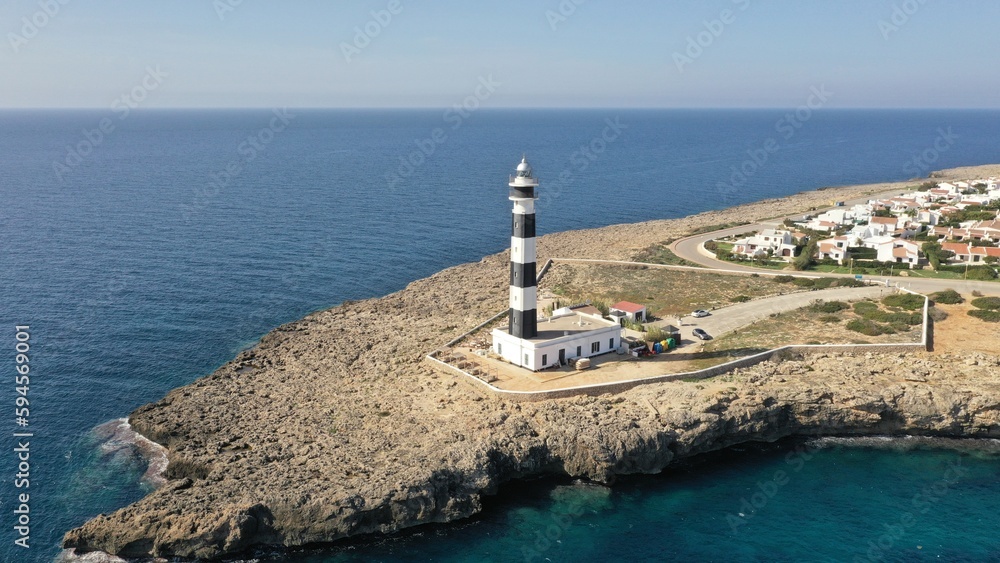 Phare du Cap d'Artrutx à Minorque, archipel des îles Baléares en Espagne