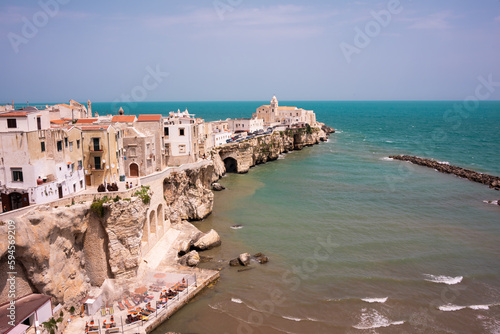 Vieste town on sea coast in southern Italy in summer