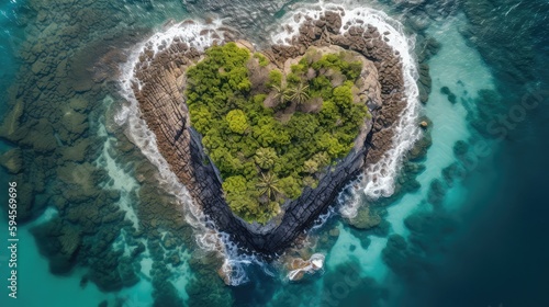 heart shaped is land on ocean background 4k wallpaper © IlluGrapix