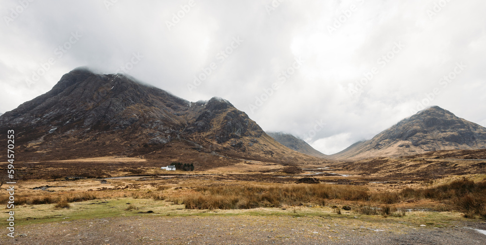 Panoramic view on the West Highland Way over valley of Glen Coe Highlands of Scotland, UK. Panoramic view on the West Highland Way over valley of Glen Coe Highlands of Scotland, UK.