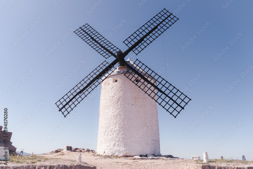 Isolated Don Quixote's windmill of Consuegra in Toledo. Representative picture in the area of 