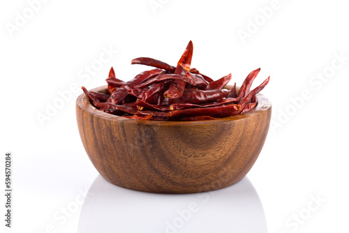 Fotografie dried chili on white background