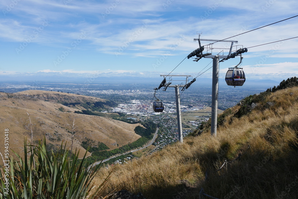 Gondola bzw Seilbahn in den Bergen bei Christchurch