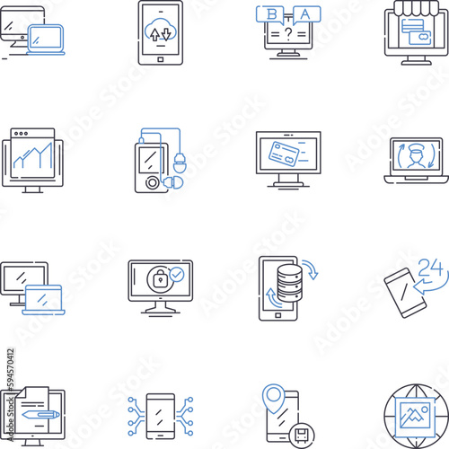Webverse line icons collection. Internet, Web, Online, Digital, Cyberspace, Virtual, Browser vector and linear illustration. HTML,CSS,JavaScript outline signs set
