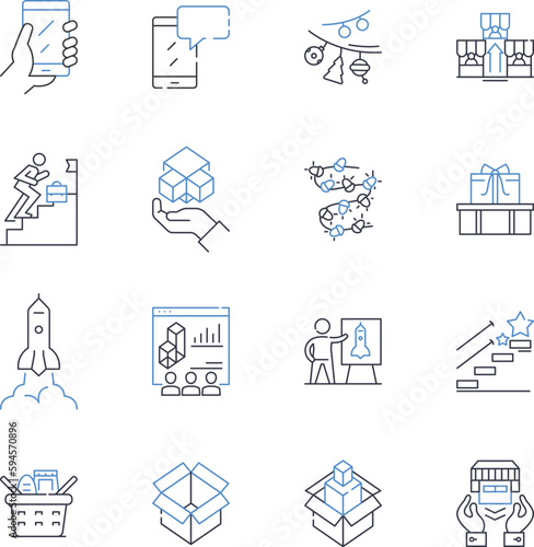 Borough line icons collection. Diversity  Community  Culture  History  Architecture  Food  Art vector and linear illustration. Music Fashion Parks outline signs set