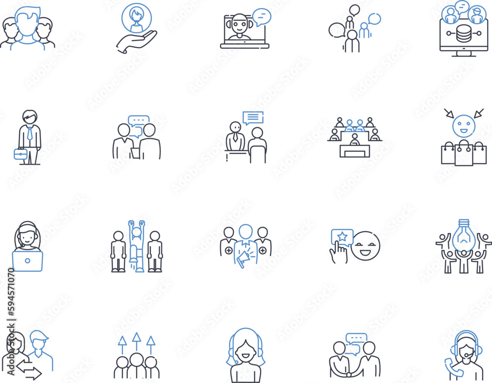 Counseling line icons collection. Therapeutic, Supportive, Insightful, Empathetic, Nonjudgmental, Transformative, Healing vector and linear illustration. Encouraging,Reflective,Introspective outline