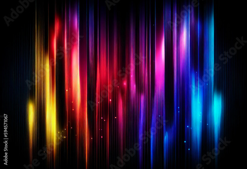 Abstract background with neon rainbow equalizer wave. 