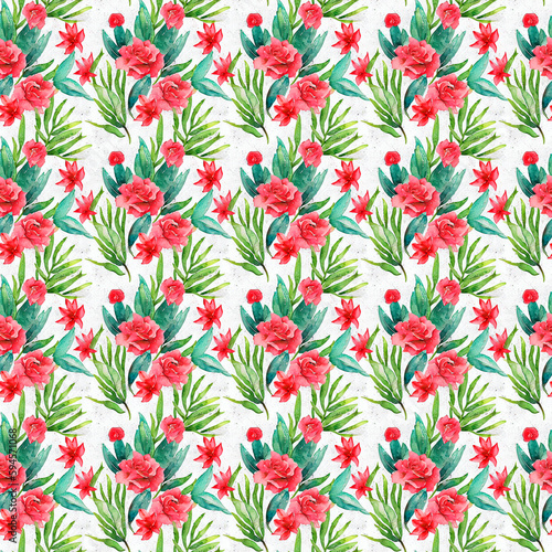Watercolor floral pattern and seamless background. 