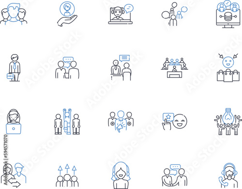 Counseling line icons collection. Therapeutic, Supportive, Insightful, Empathetic, Nonjudgmental, Transformative, Healing vector and linear illustration. Encouraging,Reflective,Introspective outline