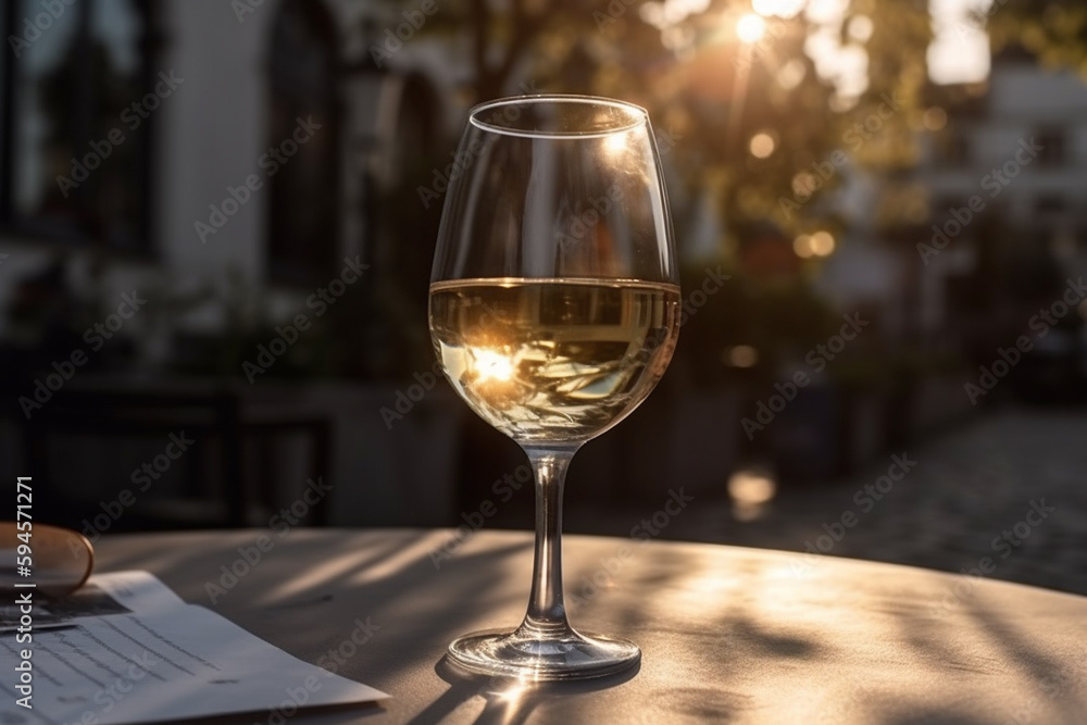 wine in a glass in the rays of the sun on the table wine in a glass in the rays of the sun on the table