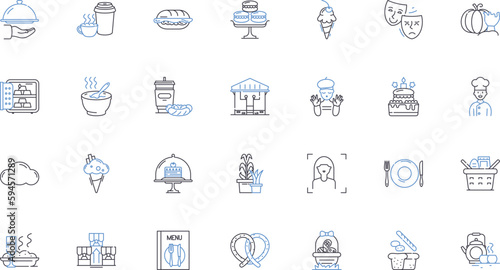 Sandwich store line icons collection. Deli, Subs, Hoagies, Wraps, Baguettes, Paninis, Ciabatta vector and linear illustration. Focaccia,Pitas,Croissants outline signs set