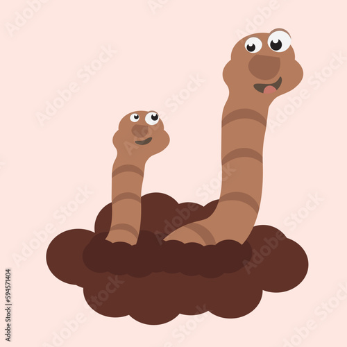 simple vector illustration cartoon brown worm