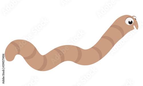 simple vector illustration cartoon brown worm