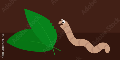 simple vector illustration cartoon brown worm